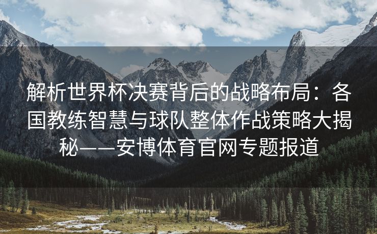 解析世界杯决赛背后的战略布局：各国教练智慧与球队整体作战策略大揭秘——安博体育官网专题报道  第2张
